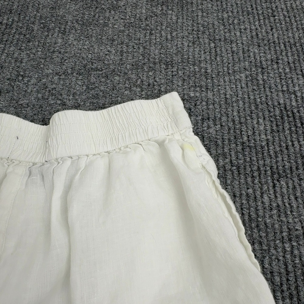 Tahari Shorts Womens S White Linen Pleated Elastic Back Casual Summer Beach - Picture 6 of 7